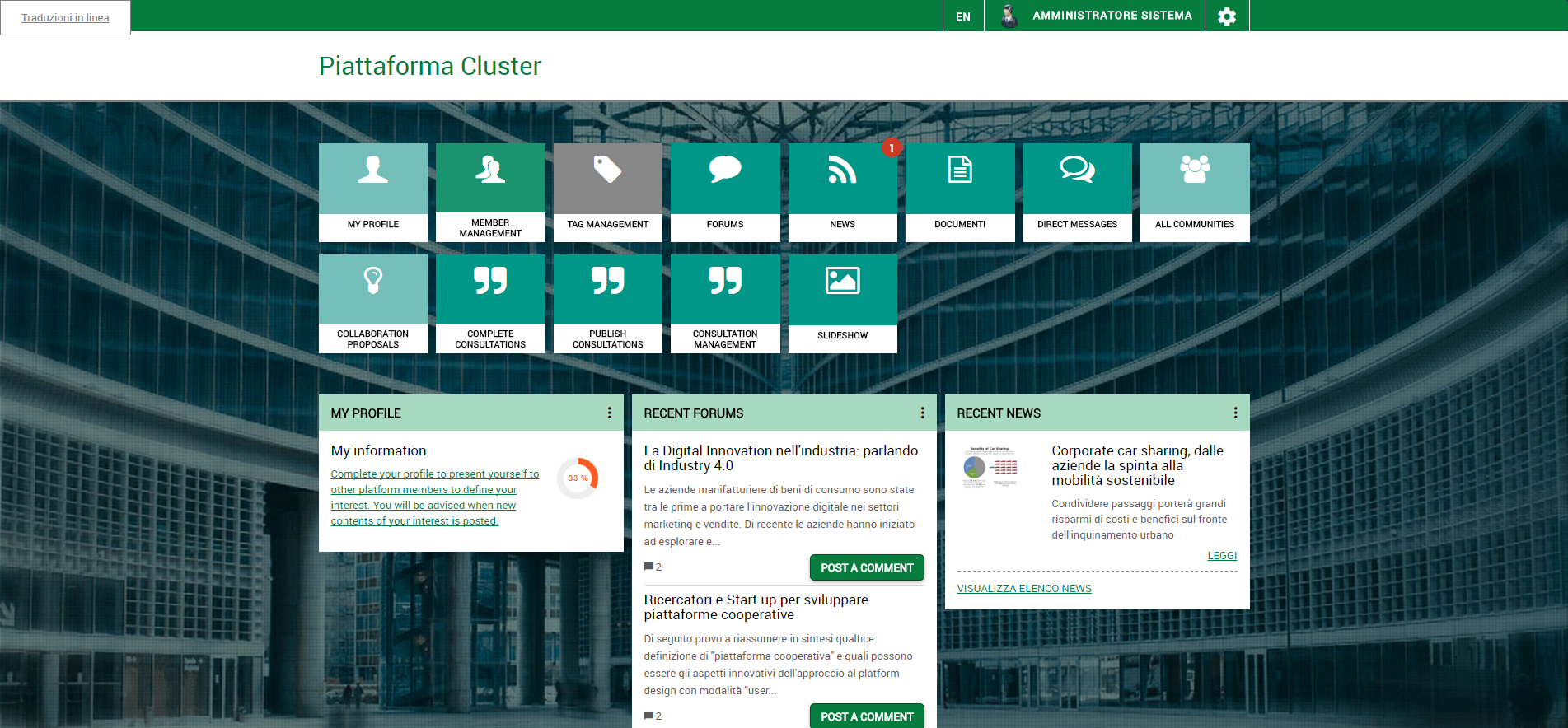 piattaforma Cluster